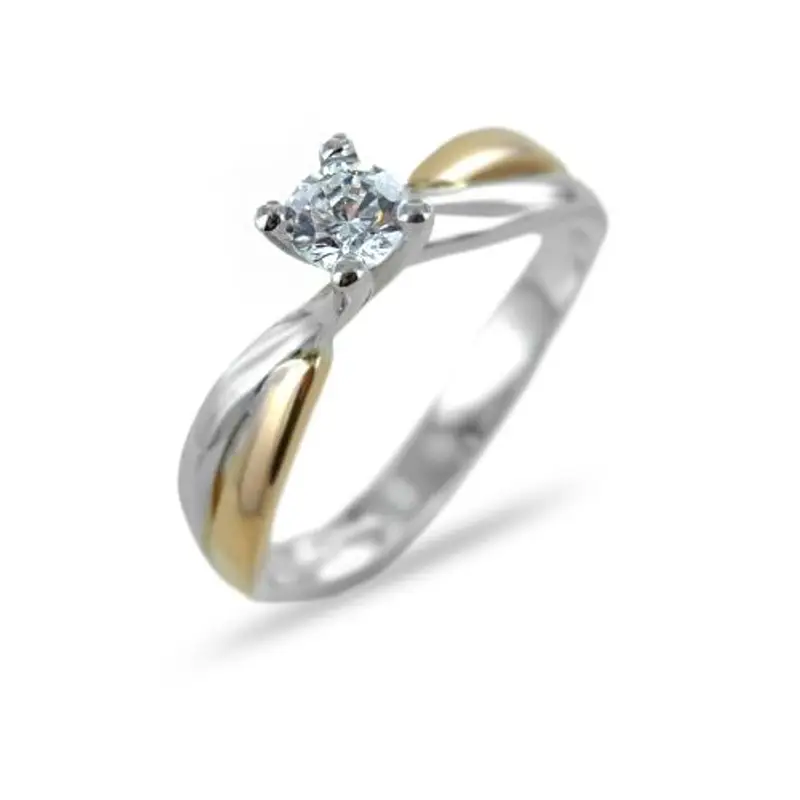 anello solitario valentine oro bianco e rosa con zircone 4.50 mm