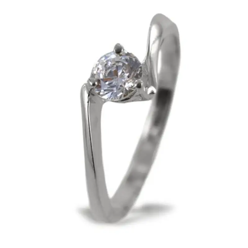 anello solitario valentino con zircone in oro bianco