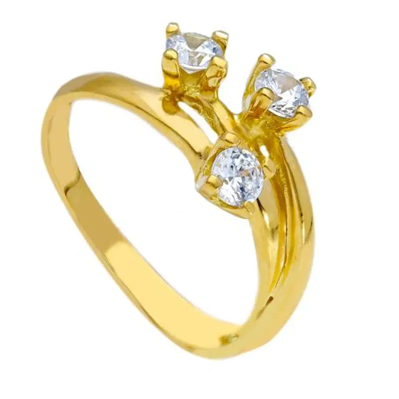 anello trilogy intrecciato in oro giallo con zirconi