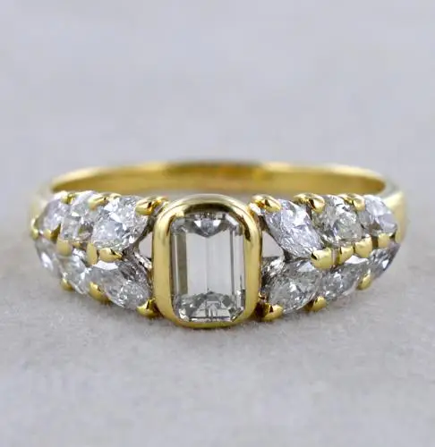 anello vintage con diamanti baguette e marquise miniatura 3