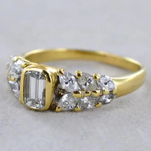 anello vintage con diamanti baguette e marquise miniatura 4