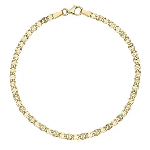 bracciale catena piatta traversino diamantato da uomo in oro giallo