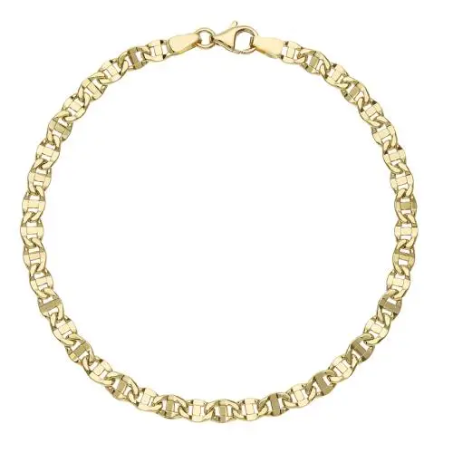 bracciale catena piatta traversino diamantato da uomo in oro giallo