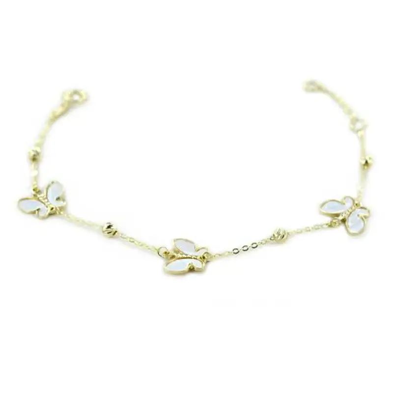 bracciale con farfalle in oro e madreperla