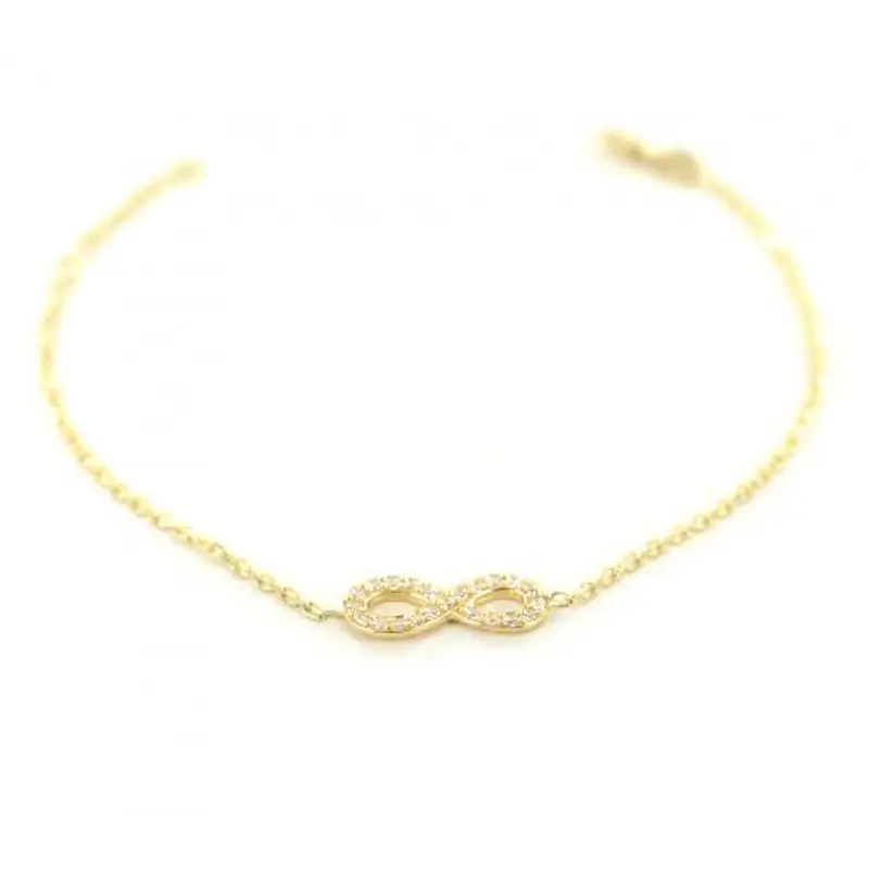 bracciale con infinito in oro giallo e zirconi - braccialetto infinity