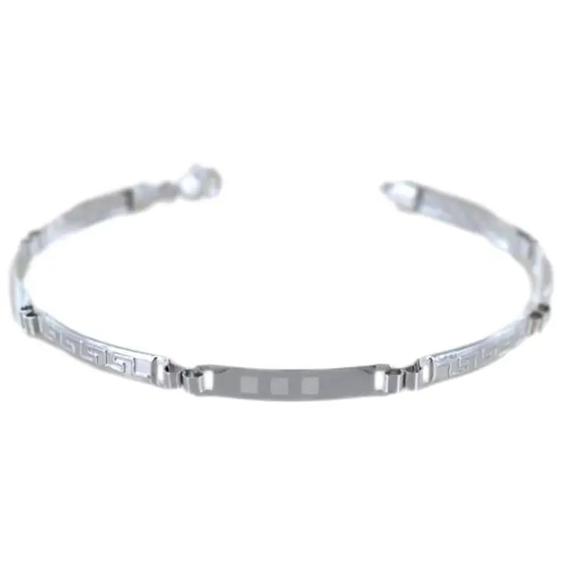 bracciale con piastre targhe rettangolari da uomo oro bianco 20 cm