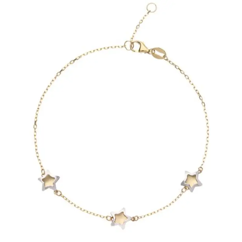 bracciale con stelle in oro giallo e bianco