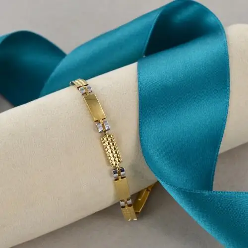 bracciale con targhe rettangolari da uomo oro giallo miniatura 2