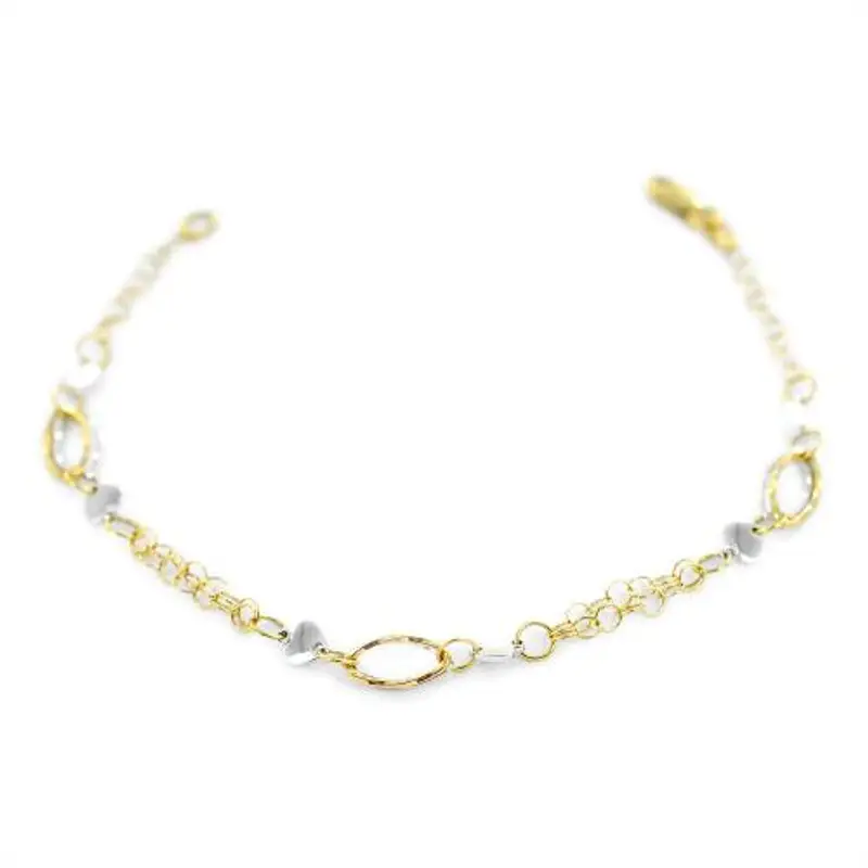 bracciale da bambina in oro giallo e bianco cuori