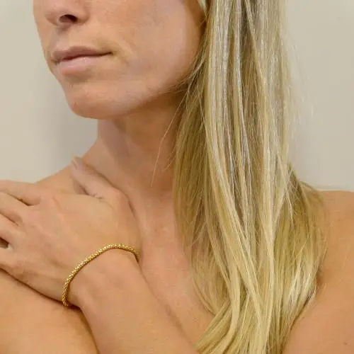 bracciale da donna in oro giallo maglia chicco di riso sottile miniatura 3