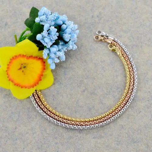 bracciale da donna in oro rosa maglia chicco di riso sottile miniatura 4