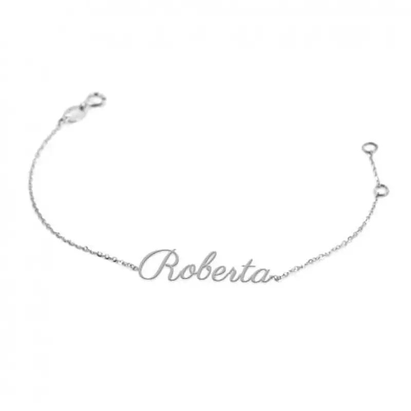 bracciale da ragazza personalizzato con nome in oro bianco