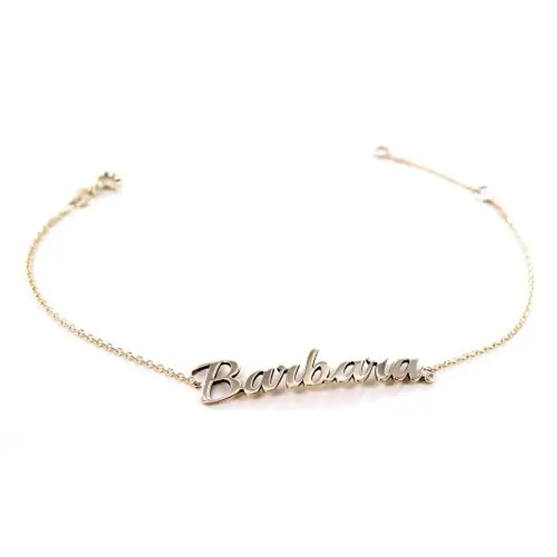 bracciale da ragazza personalizzato con nome in oro giallo e diamante