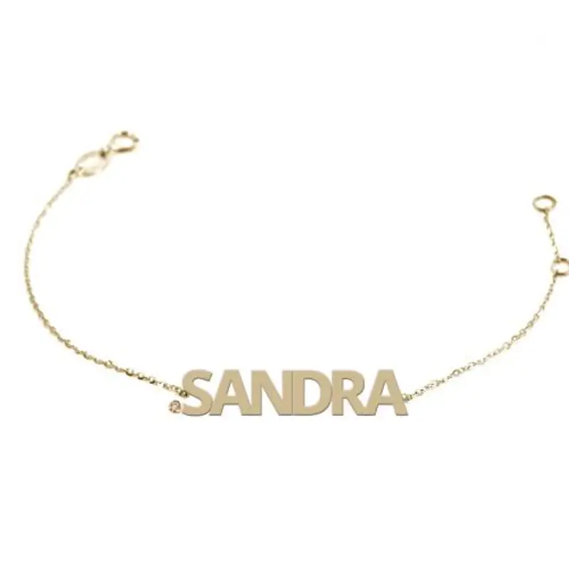 bracciale da ragazza personalizzato con nome in oro giallo e diamante