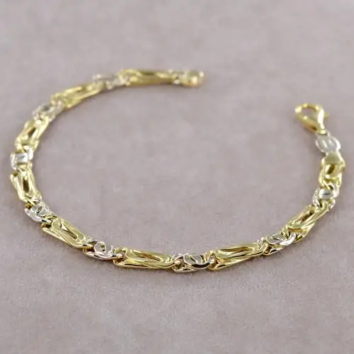 bracciale da uomo grande in oro giallo e bianco occhio di pernice 21 cm miniatura 4
