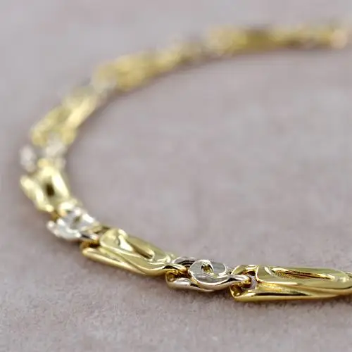 bracciale da uomo grande in oro giallo e bianco occhio di pernice 21 cm miniatura 5