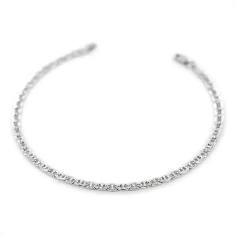 bracciale da uomo in oro bianco a maglia traversino