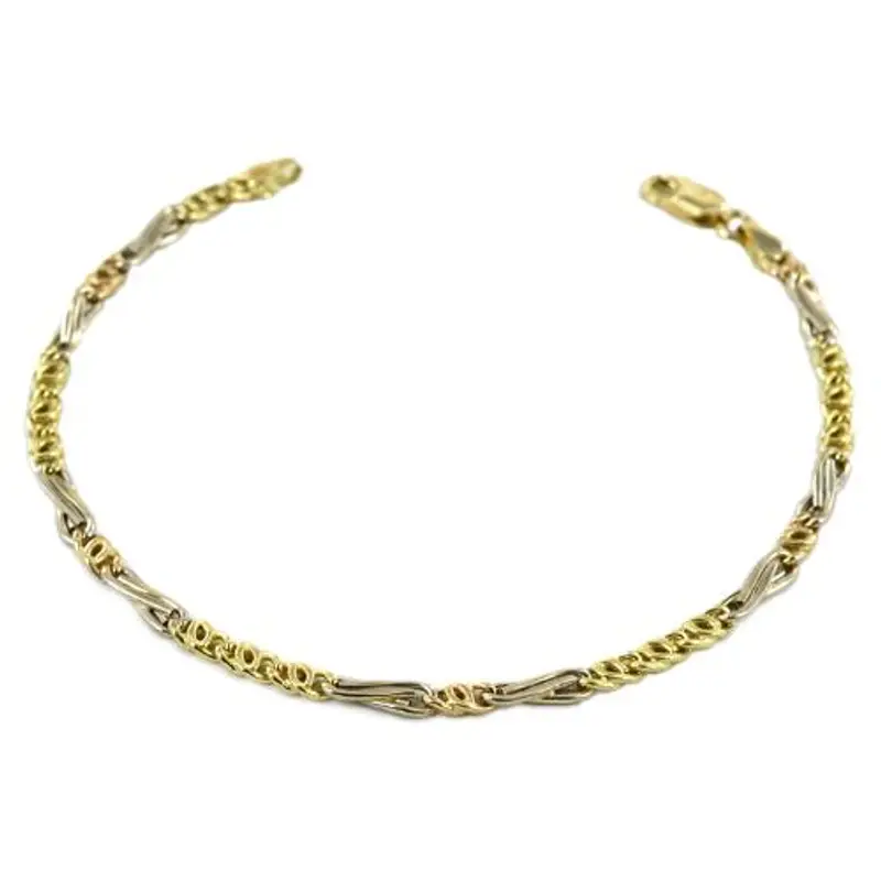 bracciale da uomo in oro giallo a maglia occhio di pernice alternata
