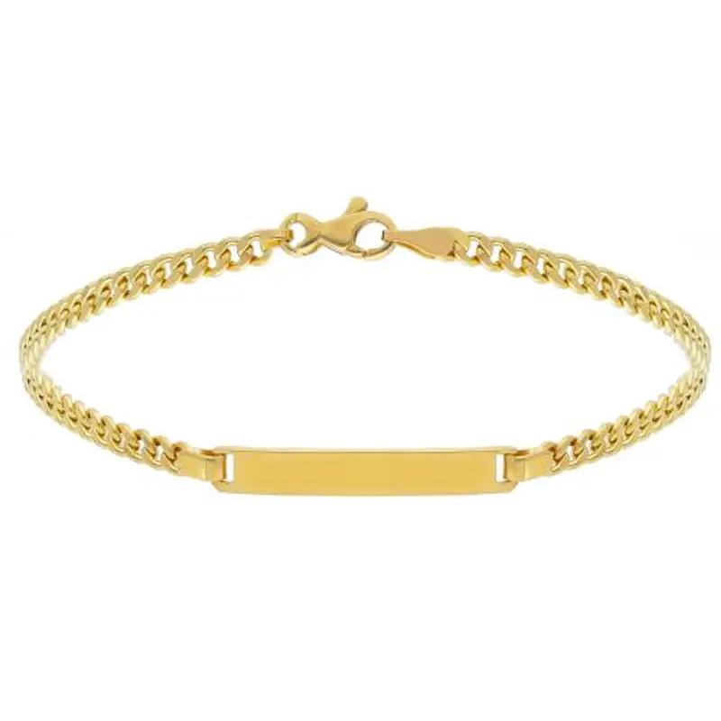 bracciale da uomo in oro giallo con targhetta maglia groumette 18 cm medium