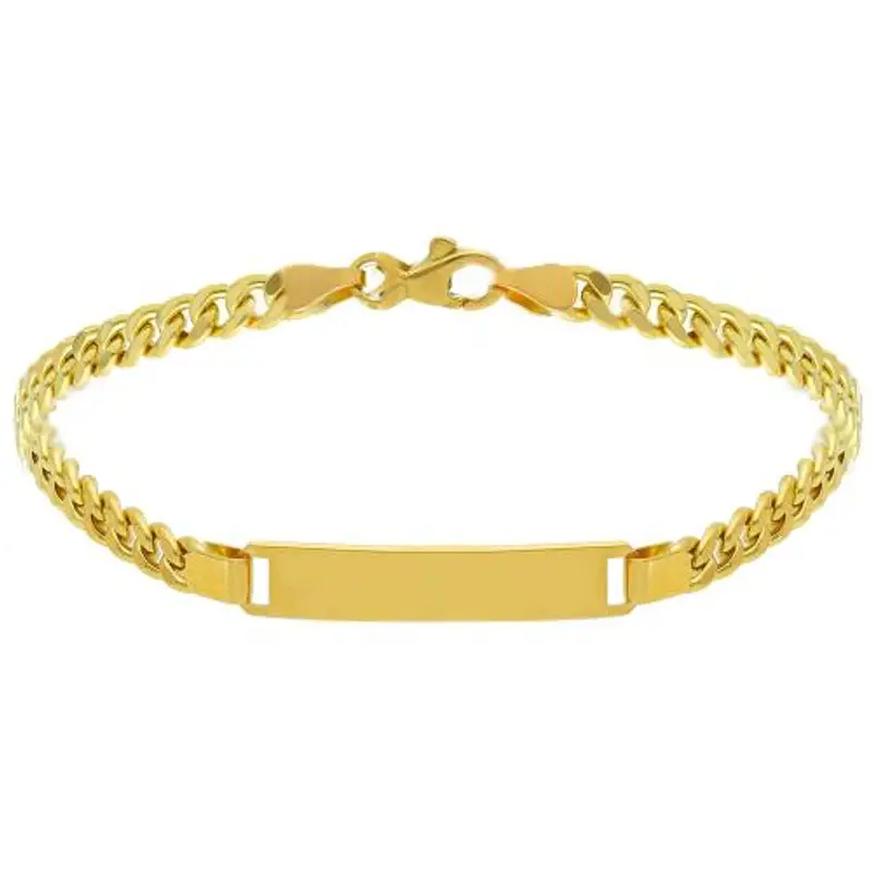 bracciale da uomo in oro giallo con targhetta maglia groumette 21 cm large