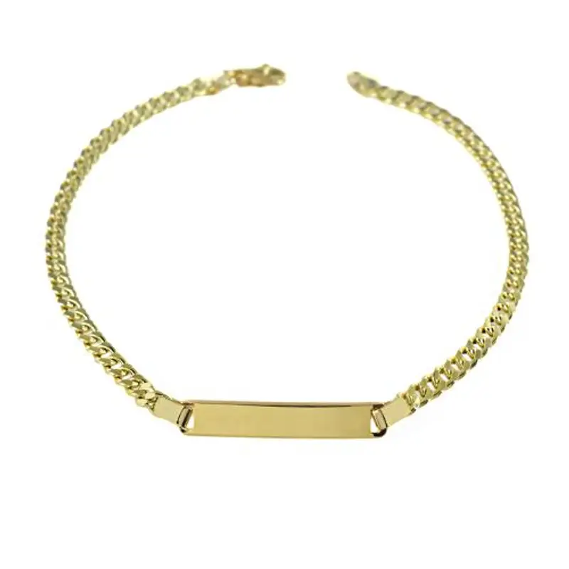 bracciale da uomo in oro giallo con targhetta maglia groumette 21 cm medium
