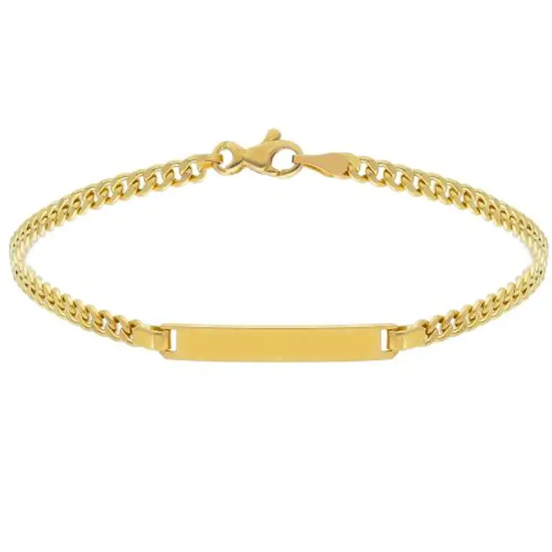 bracciale da uomo in oro giallo con targhetta maglia groumette 21 cm small