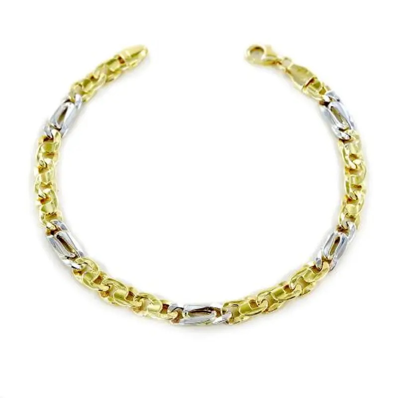 bracciale da uomo medio in oro giallo e bianco occhio di pernice