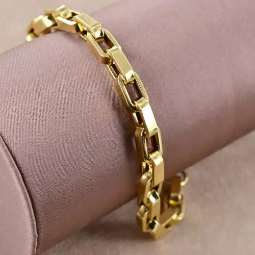 bracciale donna a catena fantasia spessa in oro giallo miniatura 3