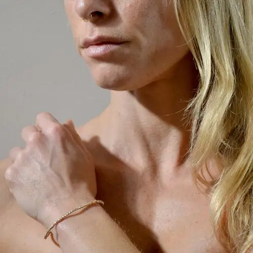 bracciale in oro a sfere grandi sfaccettate tre colori miniatura 3