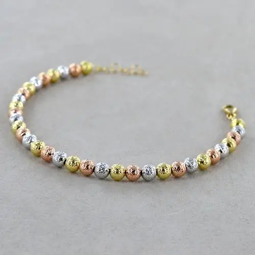 bracciale in oro a sfere grandi sfaccettate tre colori miniatura 5