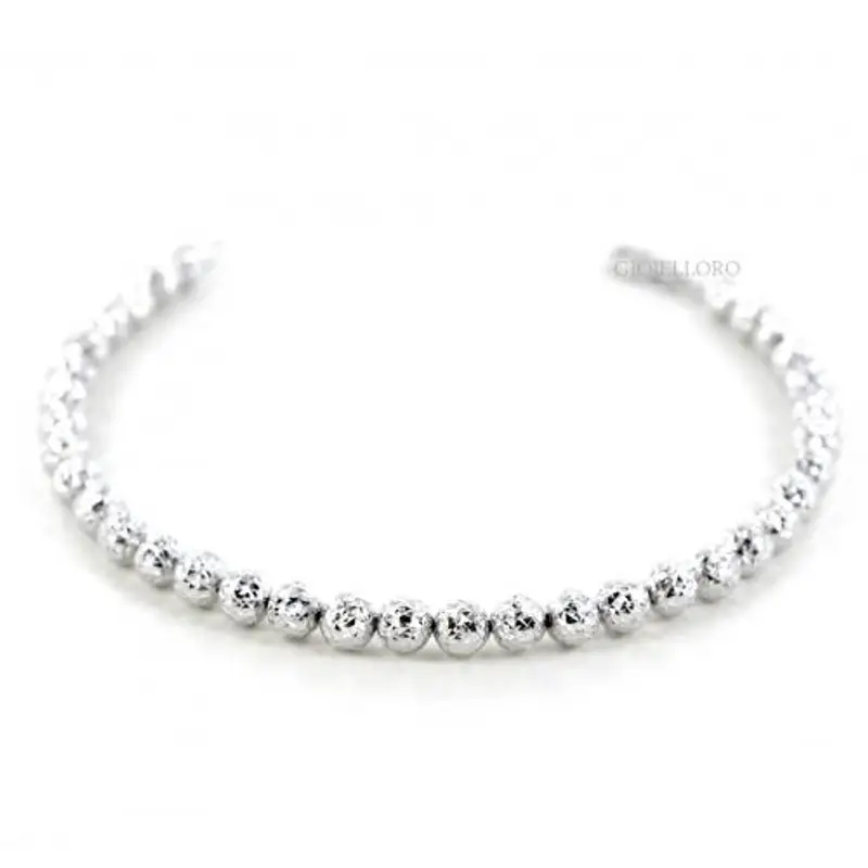 bracciale in oro bianco a sfere grandi sfaccettate - oreficeria vicentina