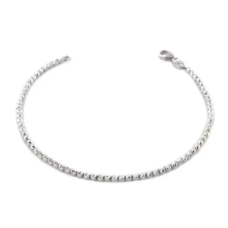 bracciale in oro bianco a sfere piccole sfaccettate