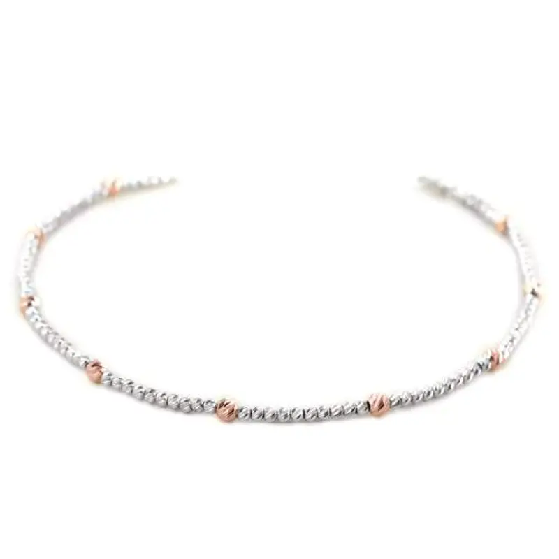 bracciale in oro bianco a sfere piccole sfaccettate