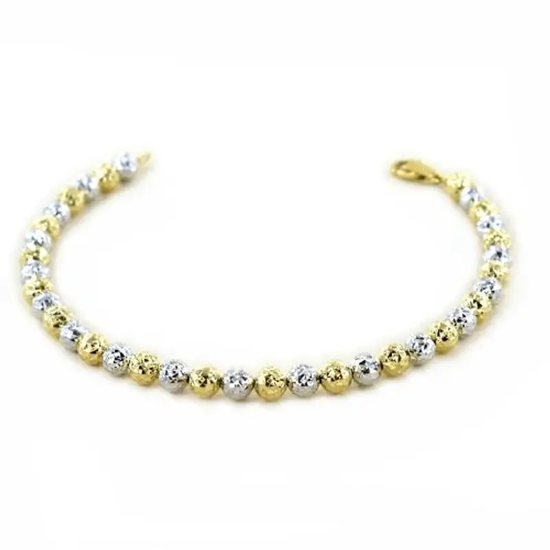 bracciale in oro bianco e giallo a sfere grandi sfaccettate - oreficeria vicentina