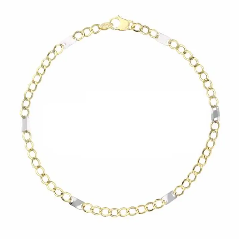 bracciale in oro da uomo oro bicolore maglia fantasia 20 cm