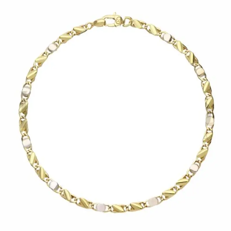 bracciale in oro da uomo oro bicolore maglia fantasia 21 cm