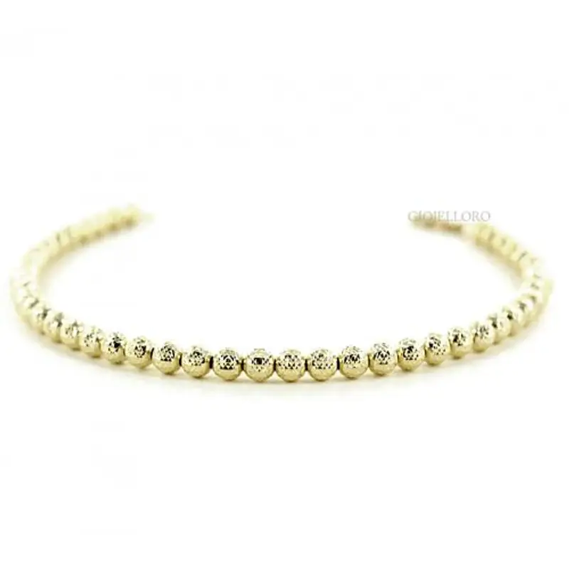 bracciale in oro giallo a sfere medie sfaccettate 4 mm