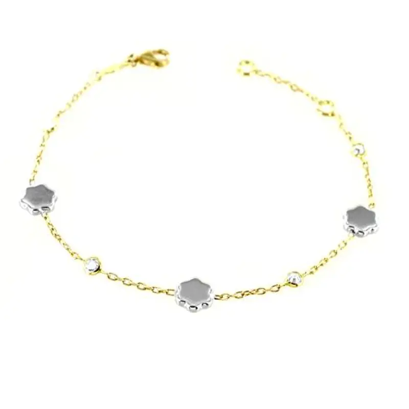 bracciale in oro giallo con margherite e zirconi