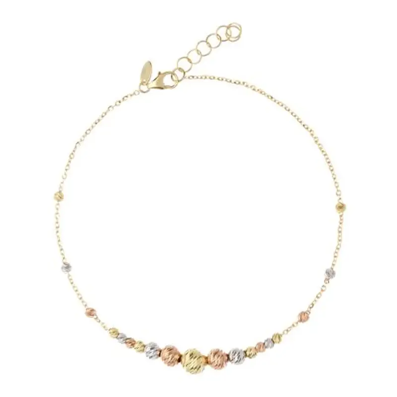 bracciale in oro giallo con sfere sfaccettate tre colori