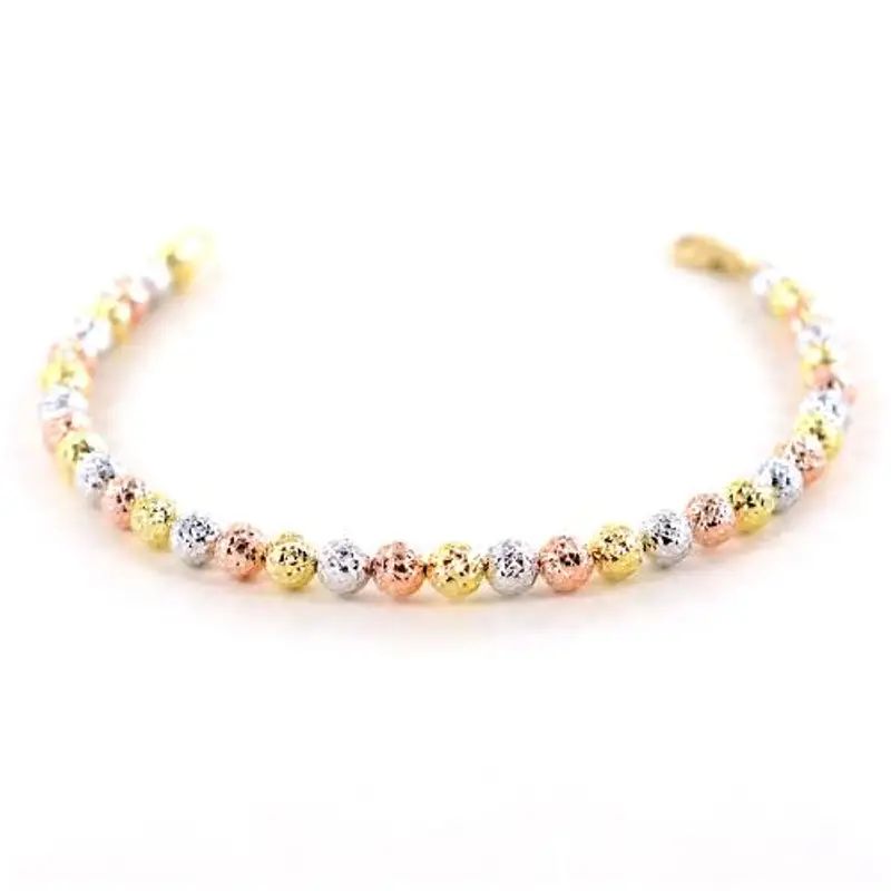 bracciale in oro giallo rosa e bianco a sfere grandi sfaccettate - oreficeria vicentina