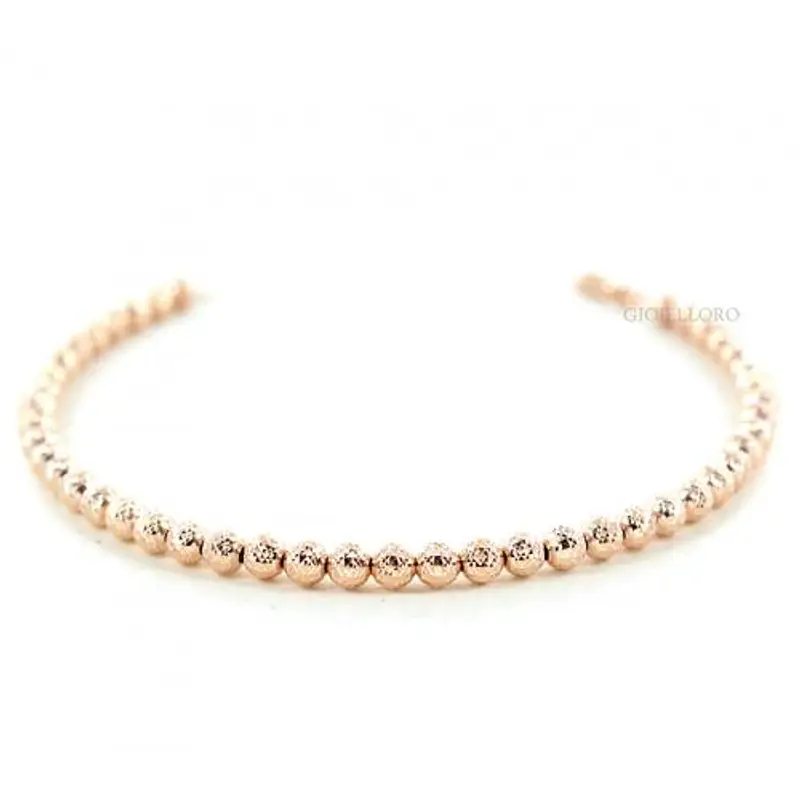 bracciale in oro rosa a sfere medie sfaccettate 4 mm - oreficeria aretina