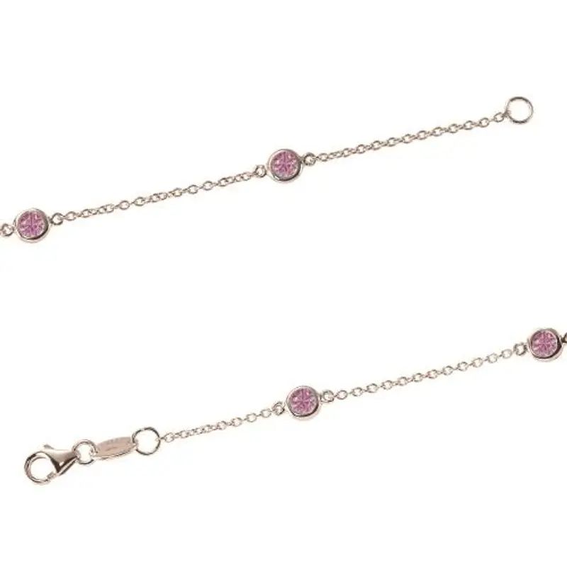 bracciale in oro rosa con zaffiri rosa punto luce