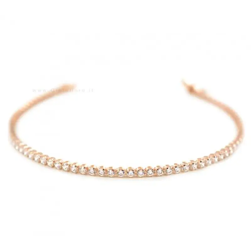bracciale tennis in oro rosa e zirconi