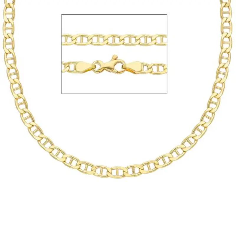 catena da uomo in oro giallo 18 kt maglia traversino sottile - 50 cm