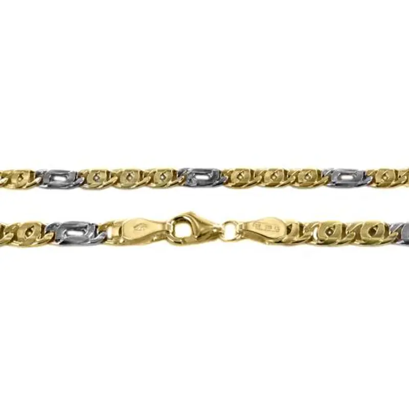 catena da uomo in oro giallo e bianco di 50 cm