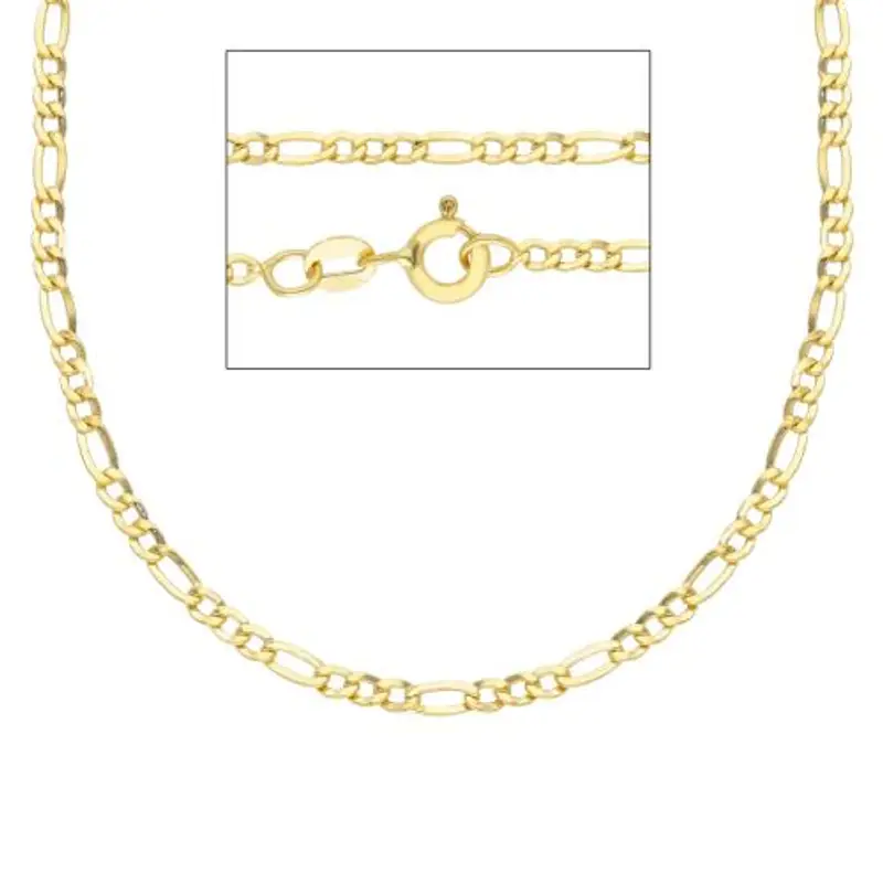 catena da uomo in oro giallo groumette alternata - 50 cm sottile