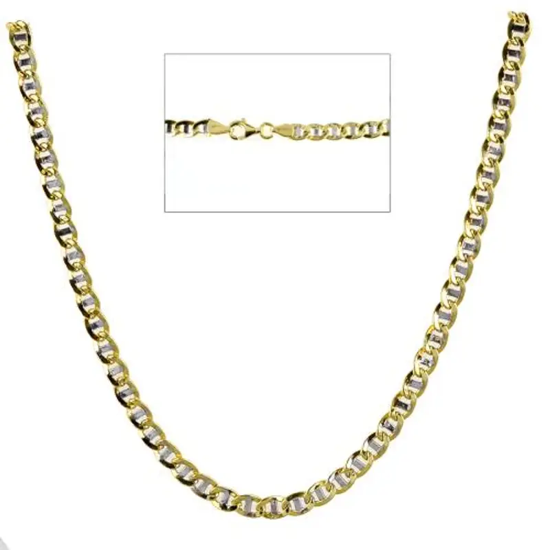 catena da uomo in oro maglia traversino bicolore - 50 cm
