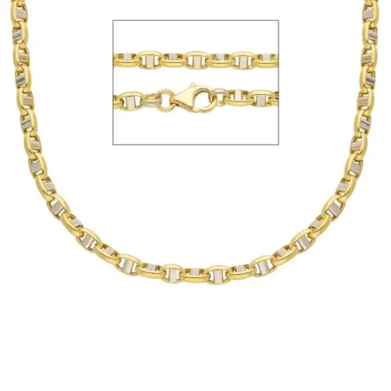catena da uomo maglia traversino 50cm in oro giallo e bianco 18kt