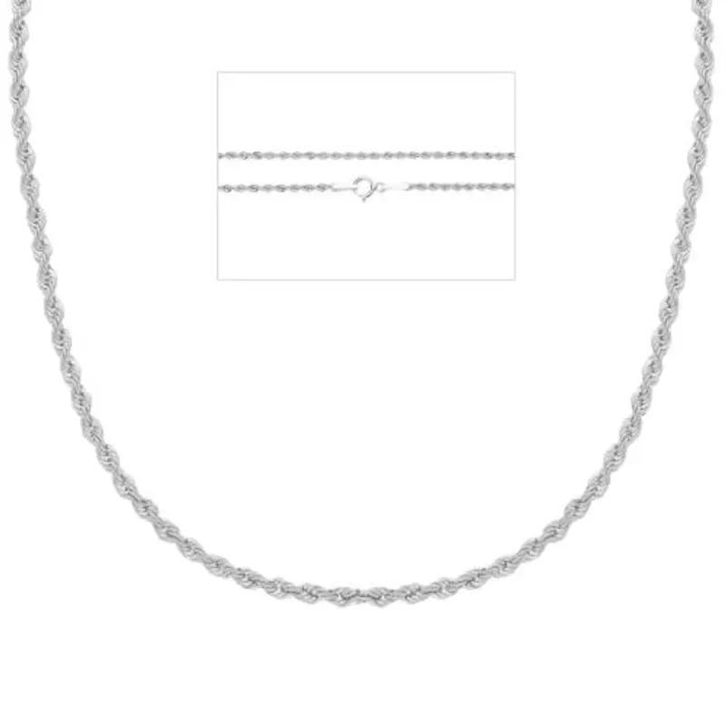 catena sottile unisex in oro bianco modello fune 45 cm