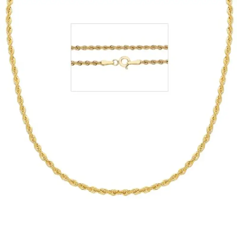 catena sottile unisex in oro giallo modello fune 45 cm